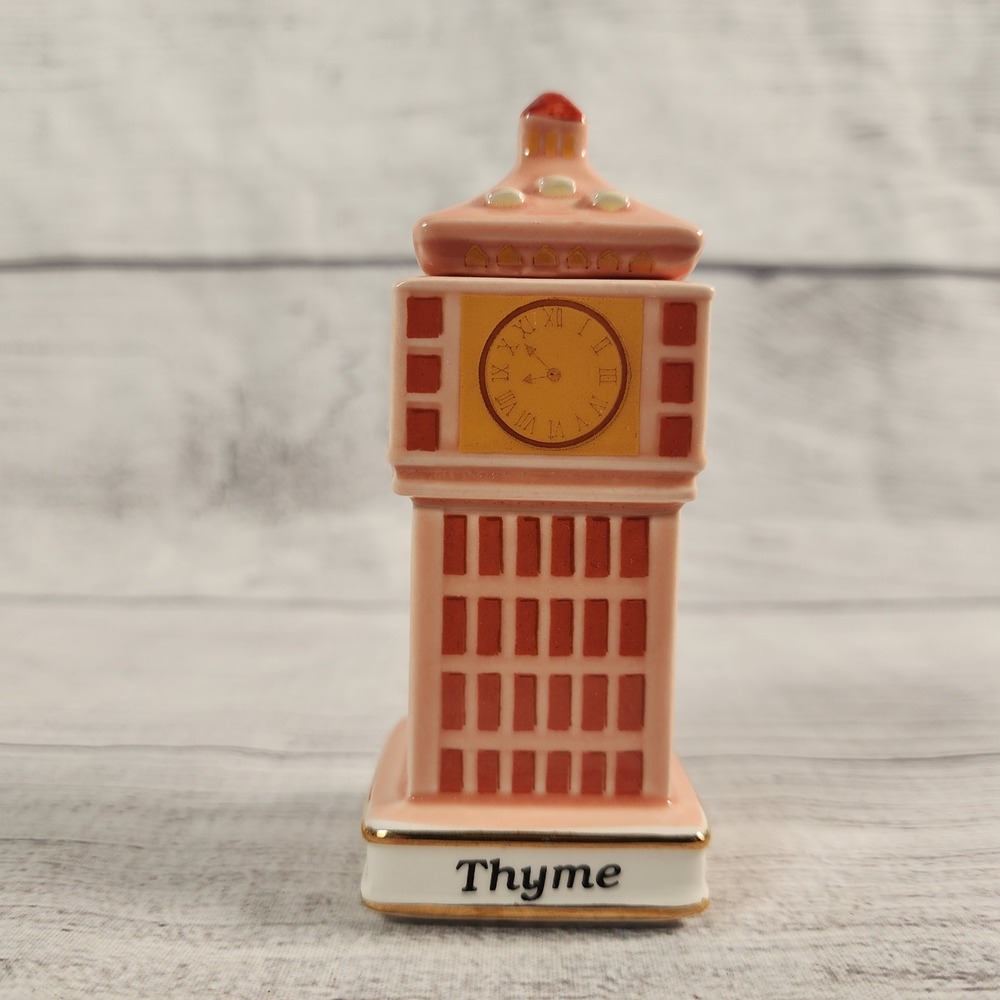 Danbury Mint Big Ben Thyme Spice Jar Spices of the World Porcelain Vintage 1993